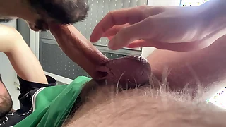 sucking my friend hard dick making him cum in my mouth